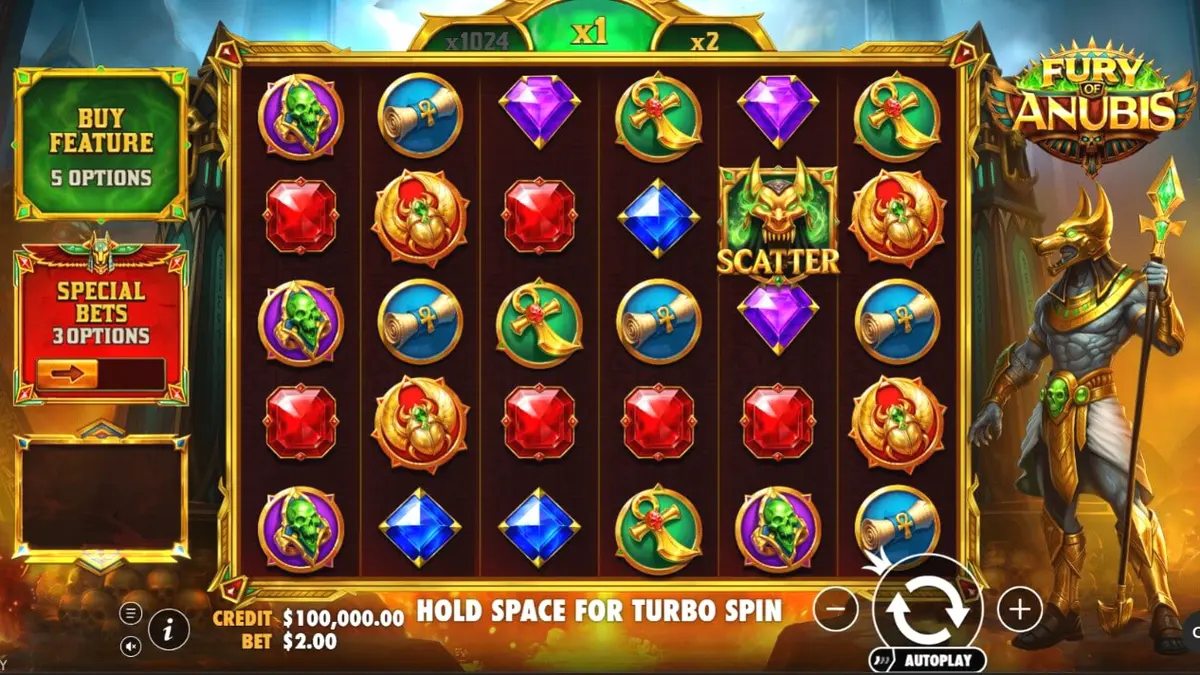 Fury of Anubis slot mobile interface